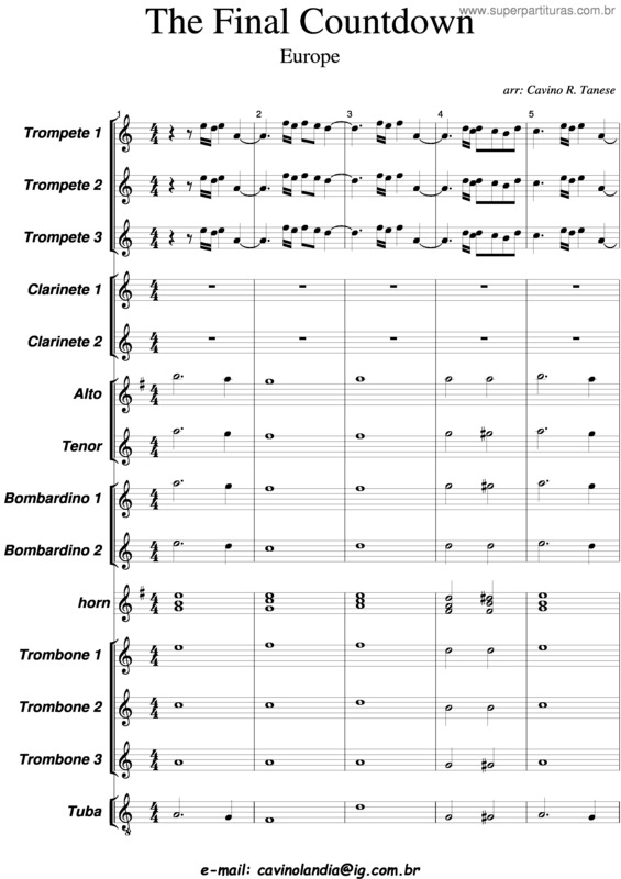 Super Partituras The Final Countdown (Europe), com cifra