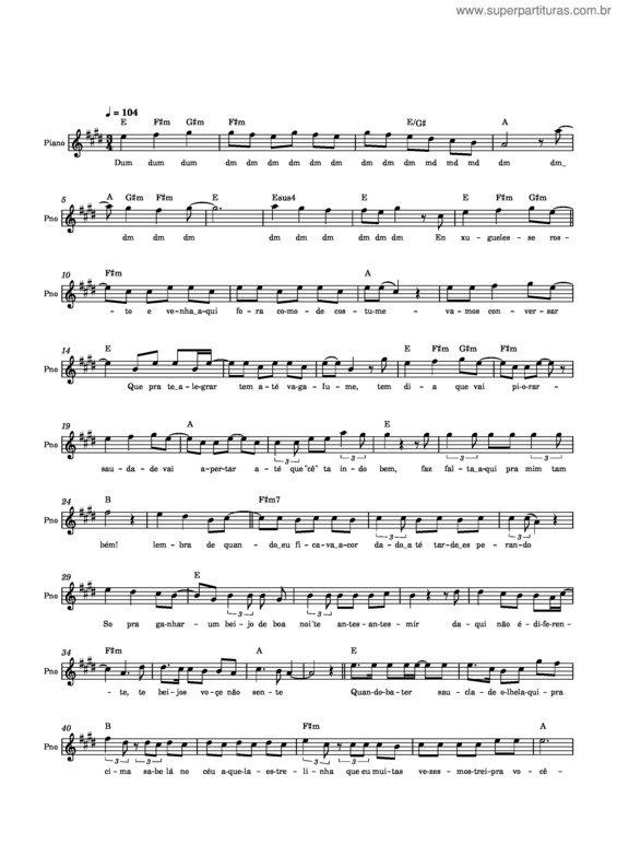Partitura da música – Di Paullo E Paulino Part. Marília Mendonça – Estrelinha