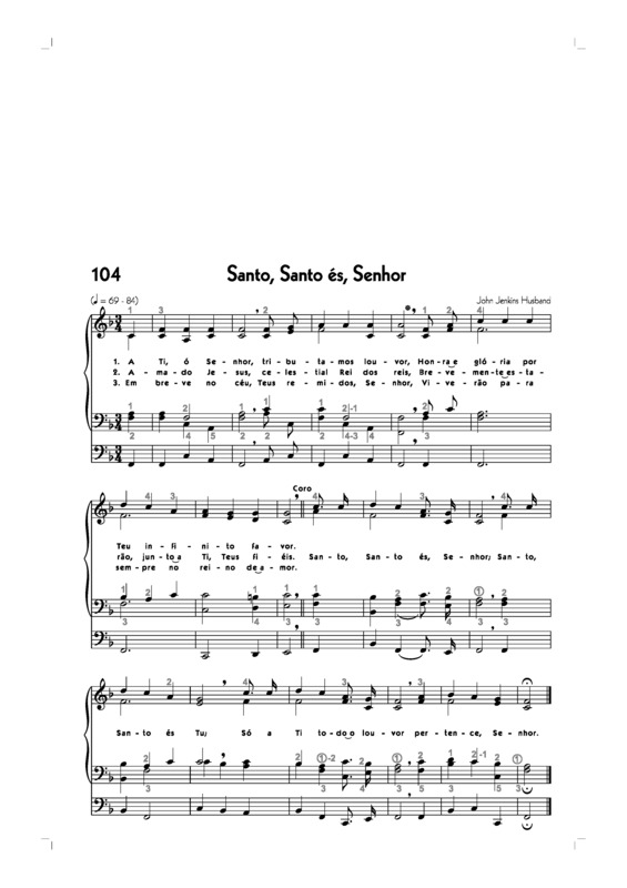 Partitura da música -104. Santo Santo És Senhor