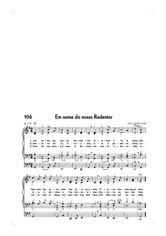 Partitura da música -106. Em Nome Do Nosso Redentor