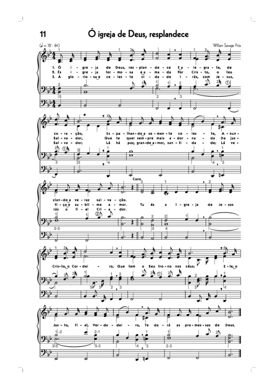 Partitura da música -11. Ó Igreja De Deus Resplandece