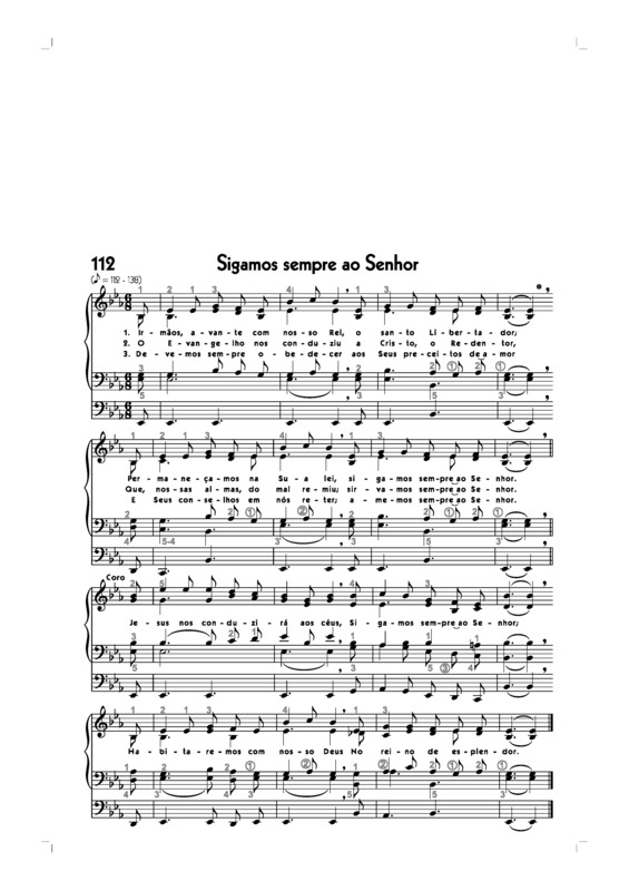 Partitura da música -112. Sigamos Sempre Ao Senhor