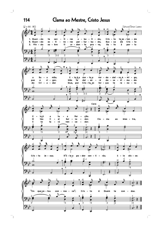 Partitura da música -114. Clama Ao Mestre Cristo Jesus