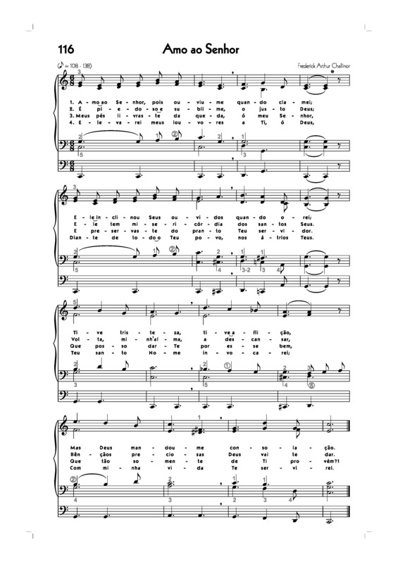 Partitura da música -116. Amo Ao Senhor