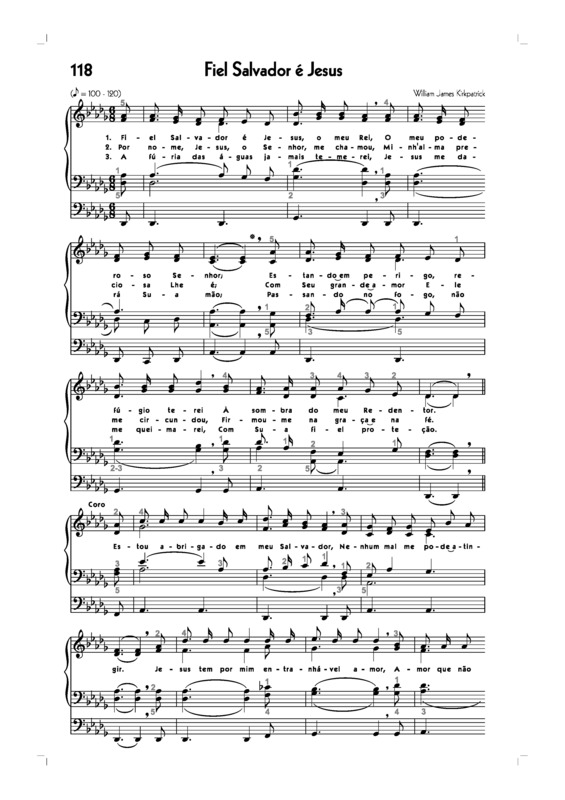 Partitura da música -118. Fiel Salvador É Jesus