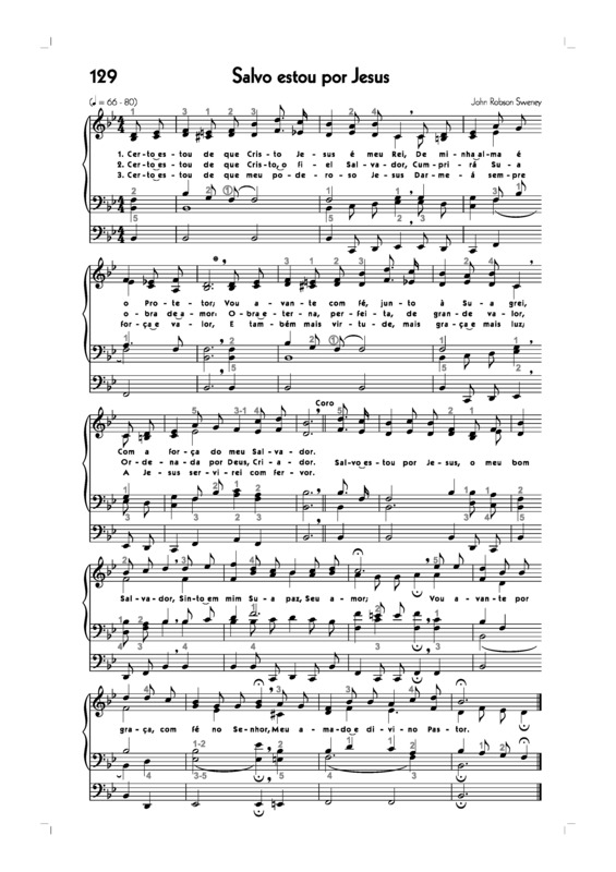 Partitura da música -129. Salvo Estou Por Jesus