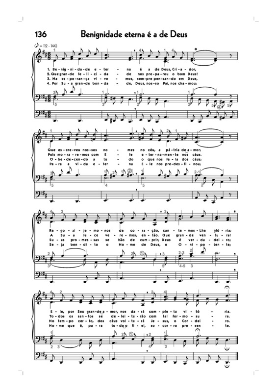 Partitura da música -136. Benignidade Eterna É A De Deus