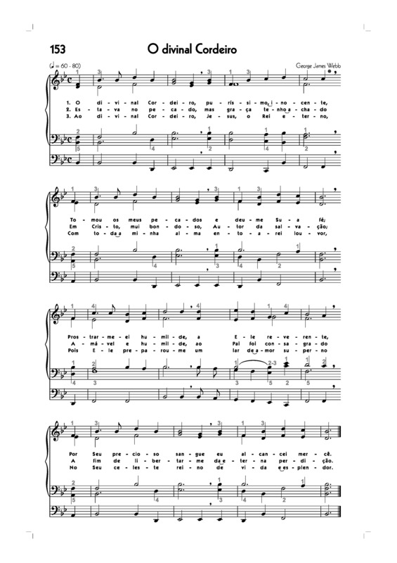 Partitura da música -153. O Divinal Cordeiro