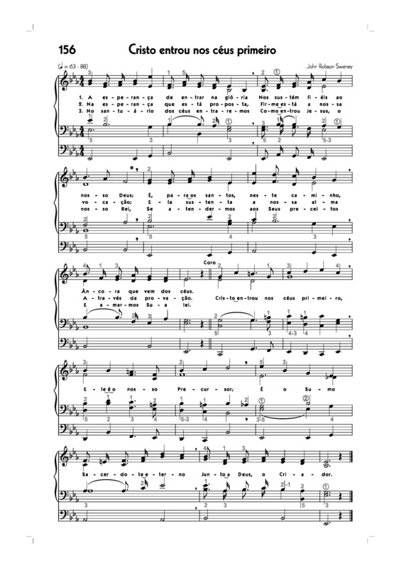 Partitura da música -156. Cristo Entrou Nos Céus Primeiro