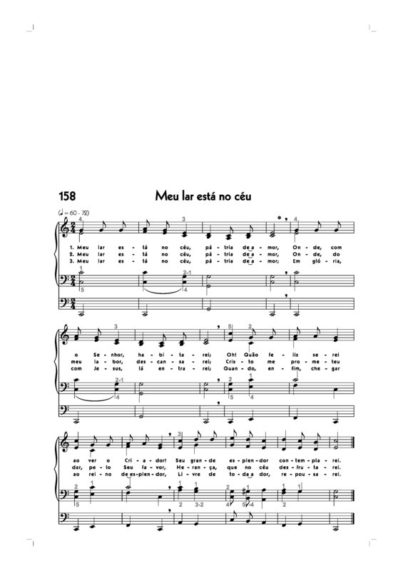 Partitura da música -158. Meu Lar Está No Céu