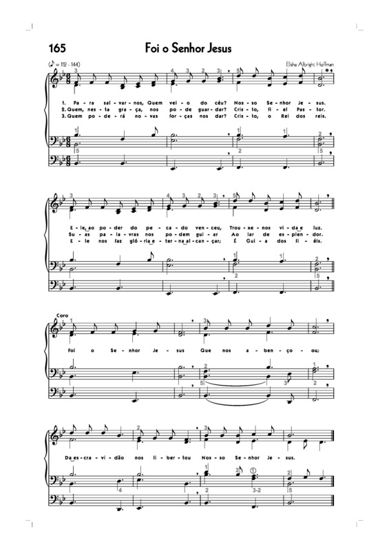 Partitura da música -165. Foi O Senhor Jesus