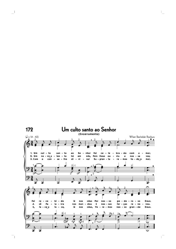 Partitura da música -172. Um Culto Santo Ao Senhor