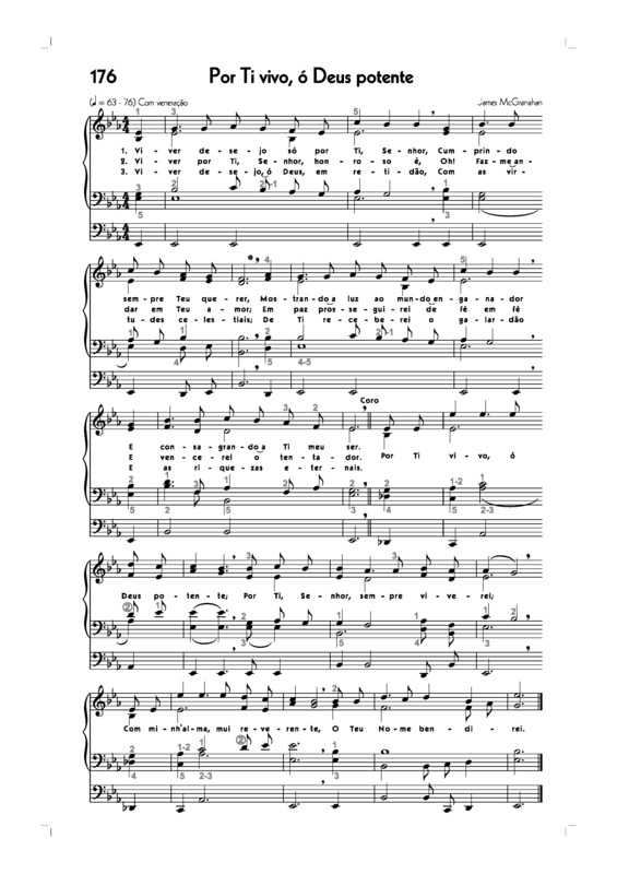 Partitura da música -176. Por Ti Vivo Ó Deus Potente