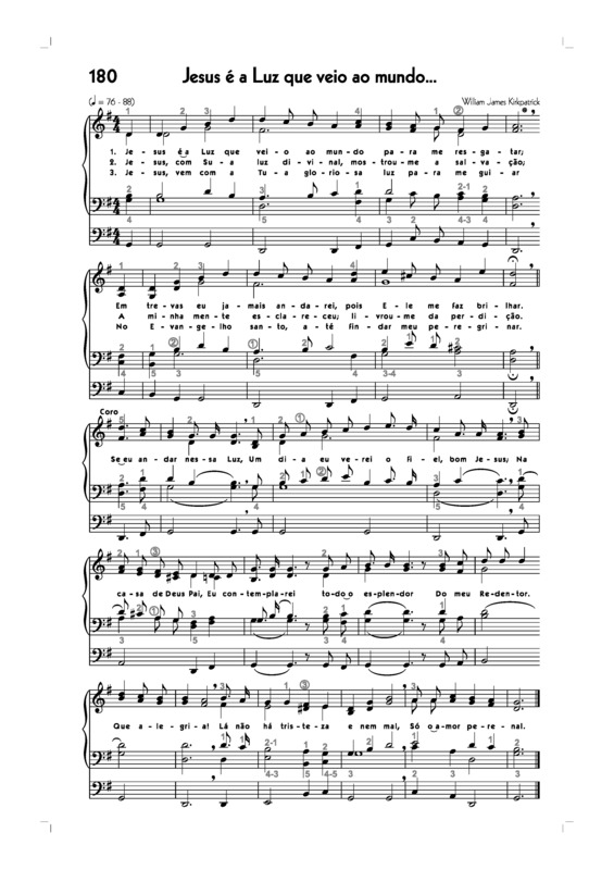 Partitura da música -180. Jesus É A Luz Que Veio Ao Mundo