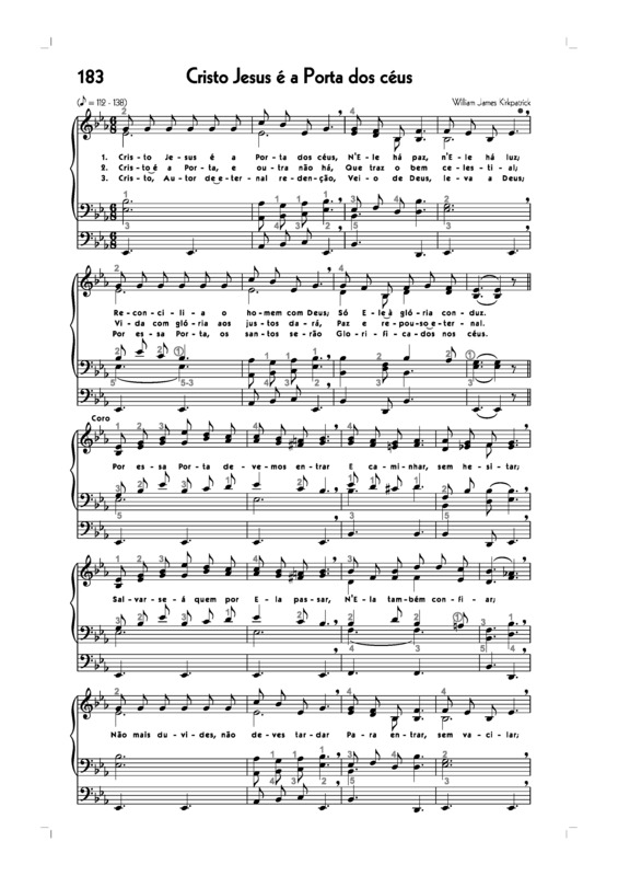 Partitura da música -183. Cristo Jesus É A Porta Dos Céus