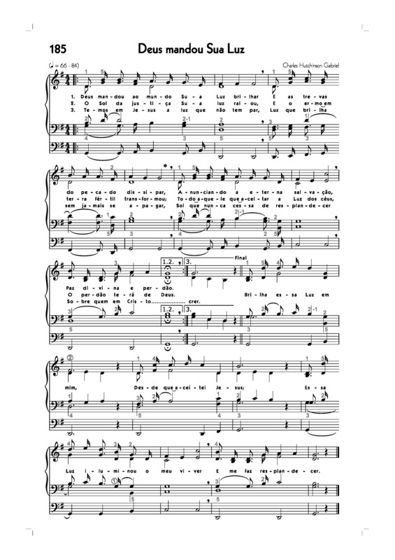 Partitura da música -185. Deus Mandou Sua Luz