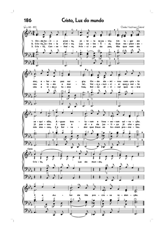Partitura da música -186. Cristo Luz Do Mundo
