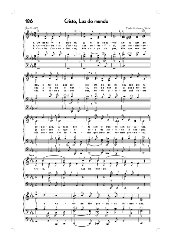 Partitura da música -186. Cristo Luz Do Mundo