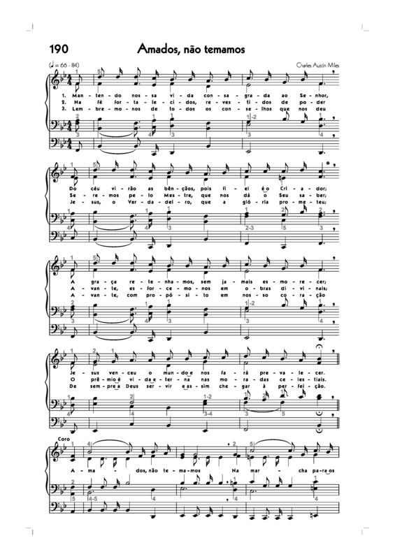 Partitura da música -190. Amados Não Temamos