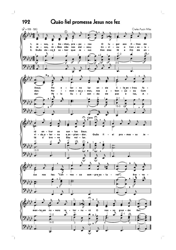 Partitura da música -192. Quão Fiel Promessa Jesus Nos Fez