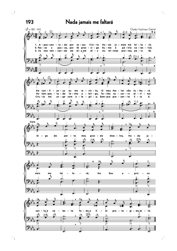 Partitura da música -193. Nada Jamais Me Faltará