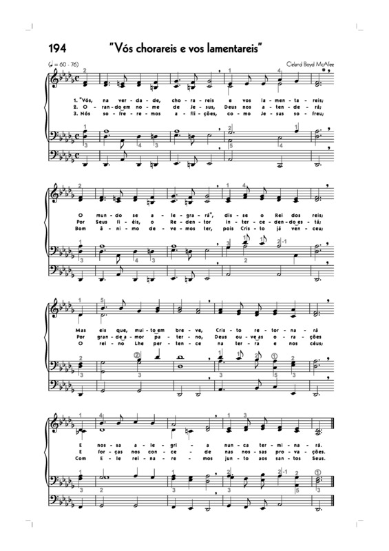 Partitura da música -194. Vós Chorareis E Vos Lamentareis
