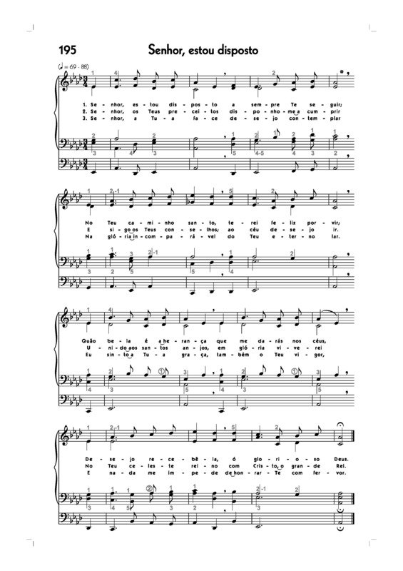 Partitura da música -195. Senhor Estou Disposto