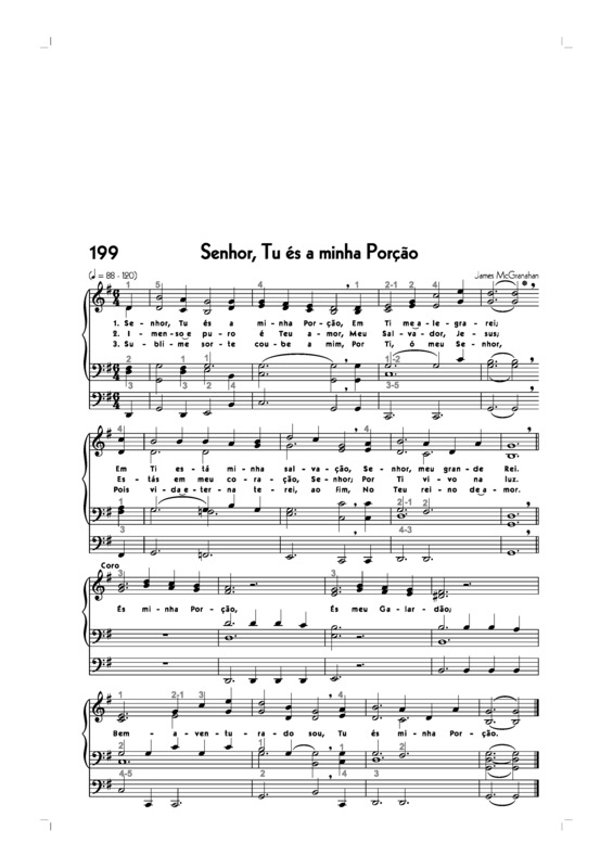 Partitura da música -199. Senhor Tu És A Minha Porção