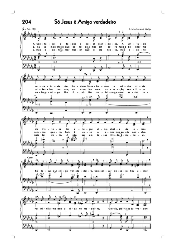 Partitura da música -204. Só Jesus É Amigo Verdadeiro