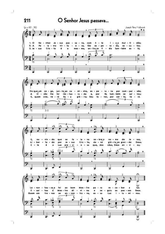 Partitura da música -211. O Senhor Jesus Passava..