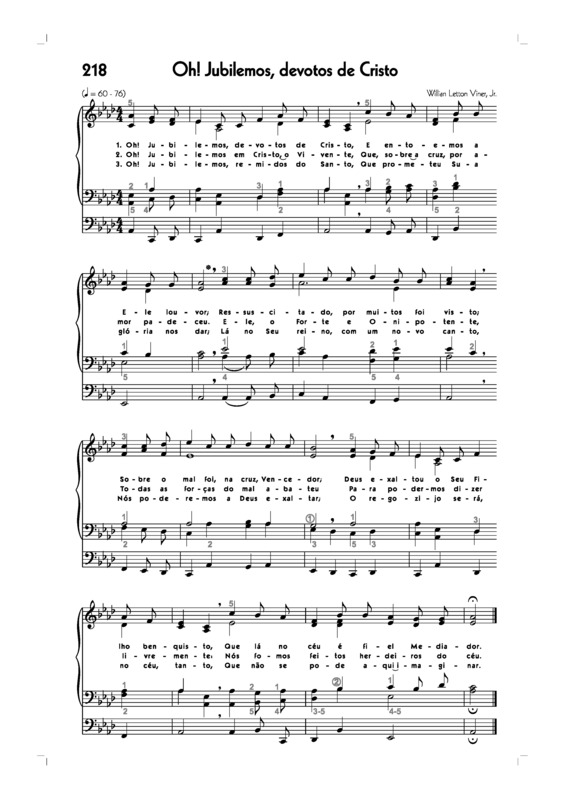 Partitura da música -218. Oh Jubilemos Devotos De Cristo