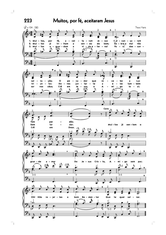 Partitura da música -223. Muitos Por Fé Aceitaram Jesus