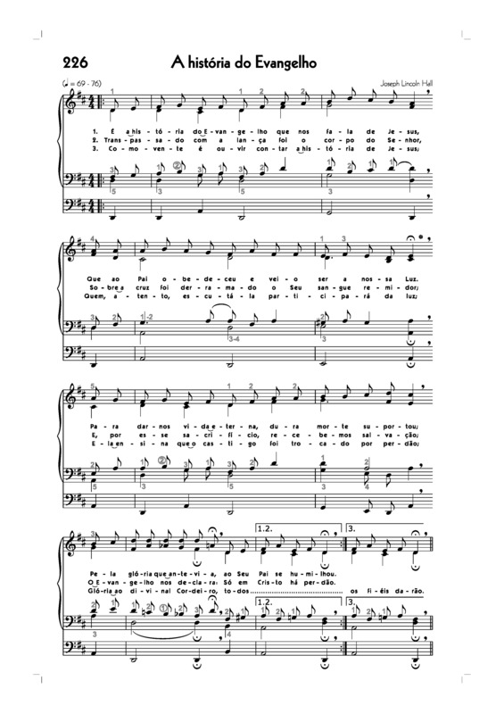 Partitura da música -226. A História Do Evangelho