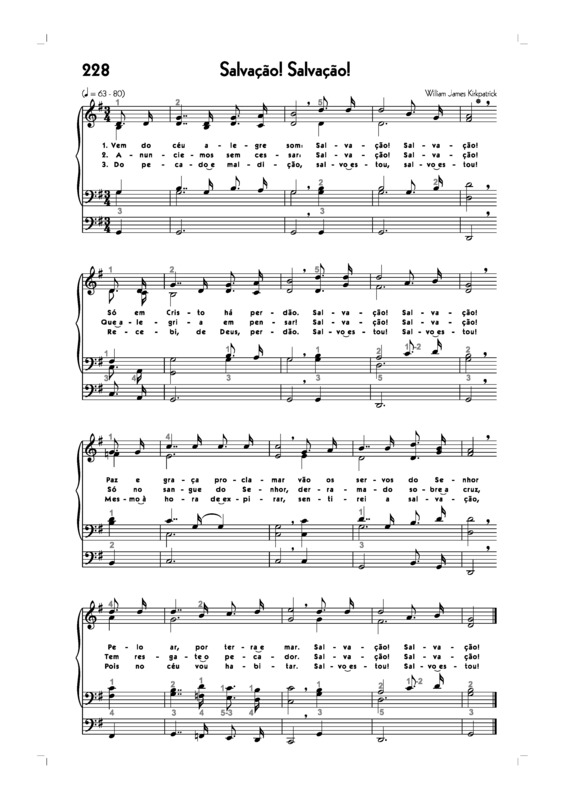 Partitura da música -228. Salvação Salvação