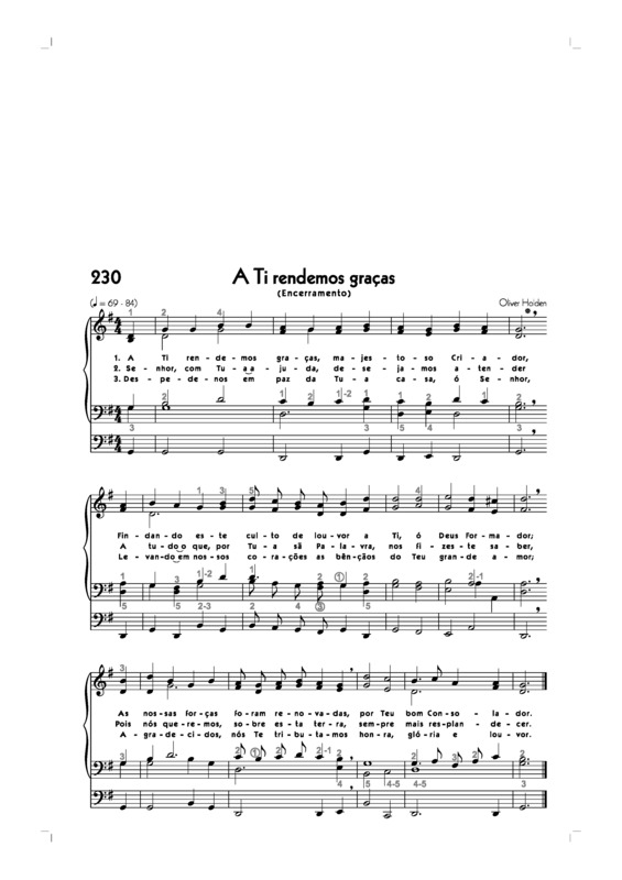 Partitura da música -230. A Ti Rendemos Graças