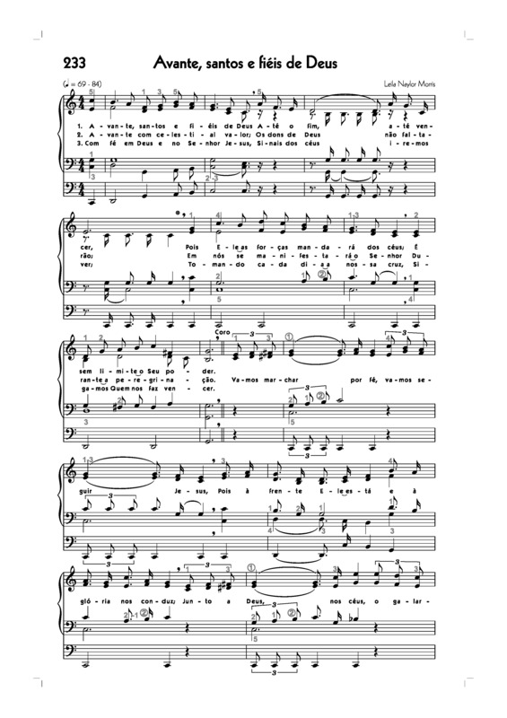 Partitura da música -233. Avante Santos E Fiéis De Deus