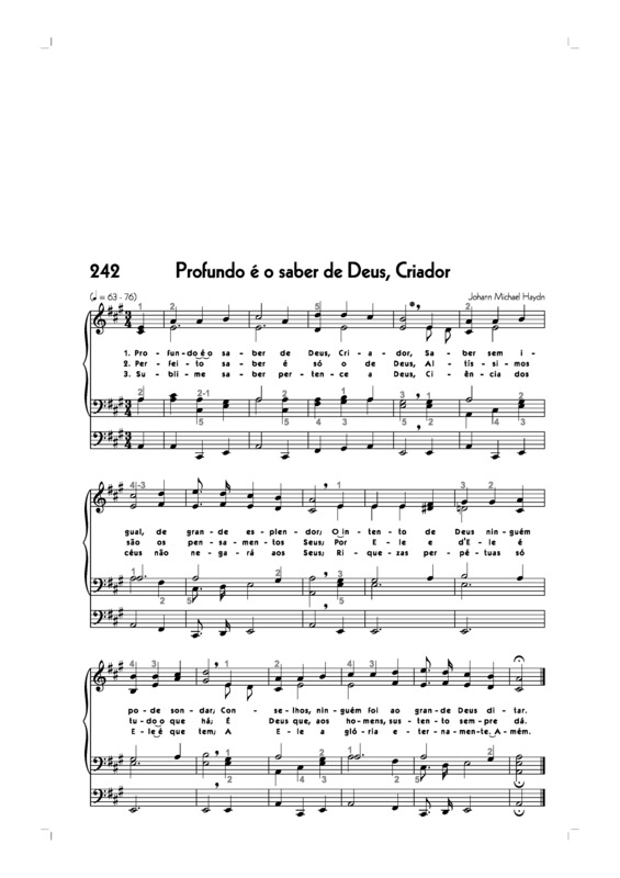 Partitura da música -242. Profundo É O Saber De Deus Criador