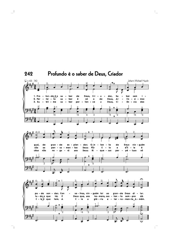 Partitura da música -242. Profundo É O Saber De Deus Criador