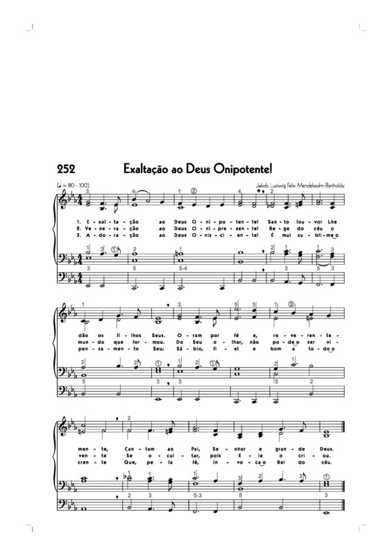 Partitura da música -252. Exaltação Ao Deus Onipotente