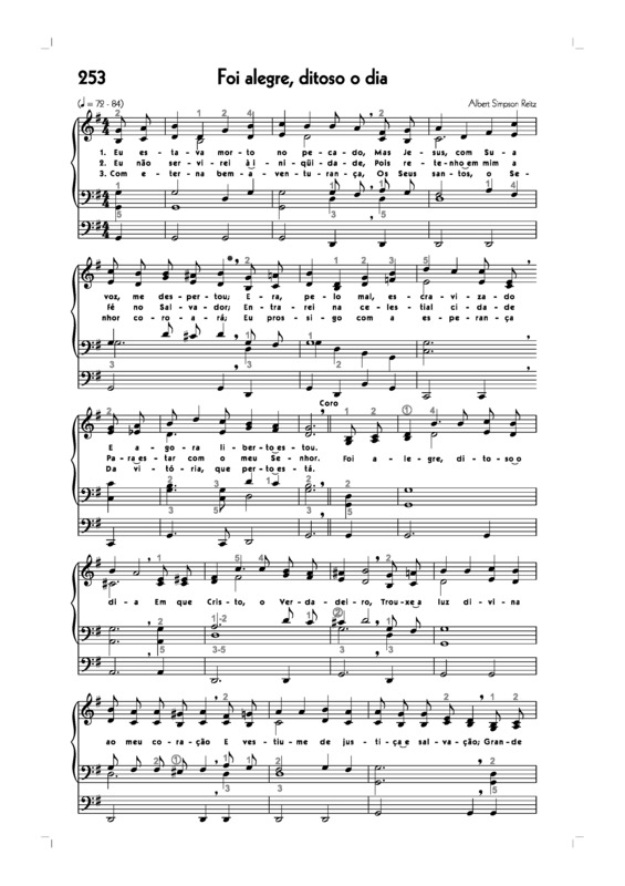 Partitura da música -253. Foi Alegre Ditoso O Dia