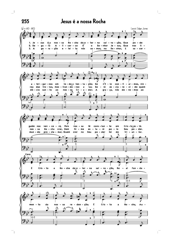 Partitura da música -255. Jesus É A Nossa Rocha