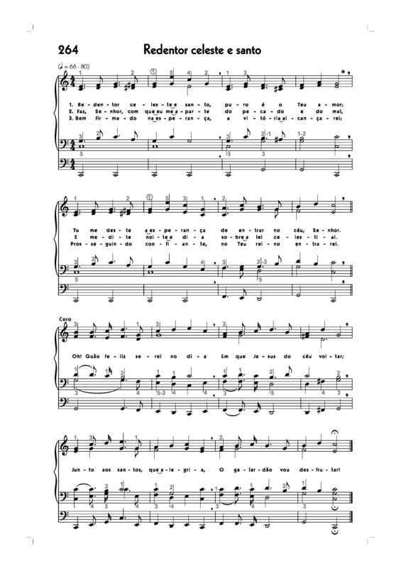 Partitura da música -264. Redentor Celeste E Santo