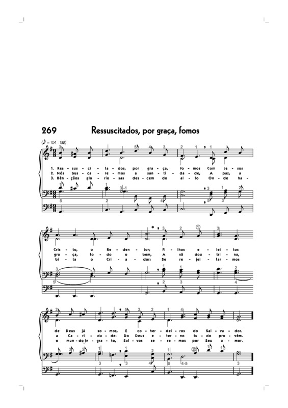 Partitura da música -269. Ressuscitados Por Graça Fomos