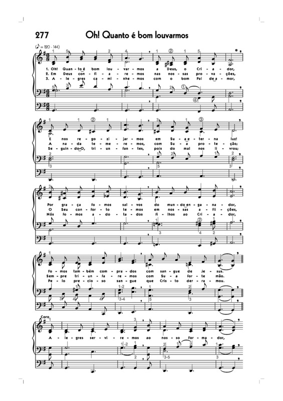 Partitura da música -277. Oh Quanto É Bom Louvarmos