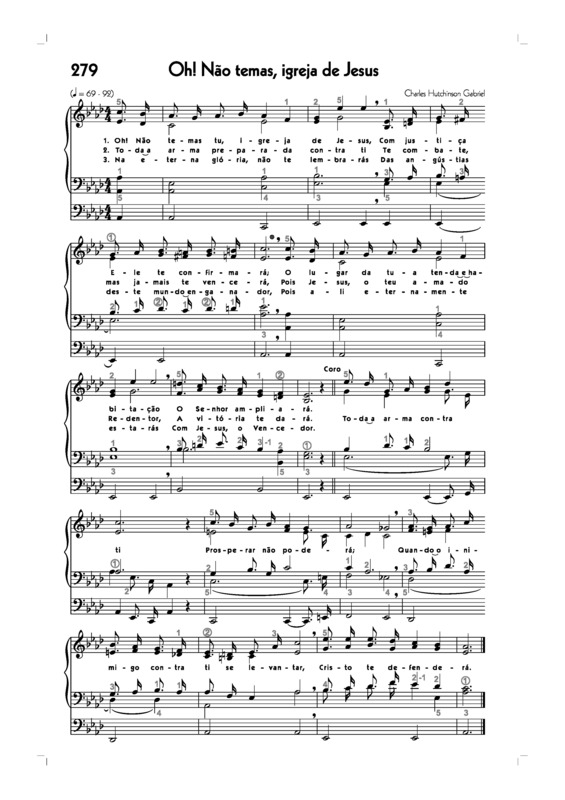 Partitura da música -279. Oh Não Temas Igreja De Jesus