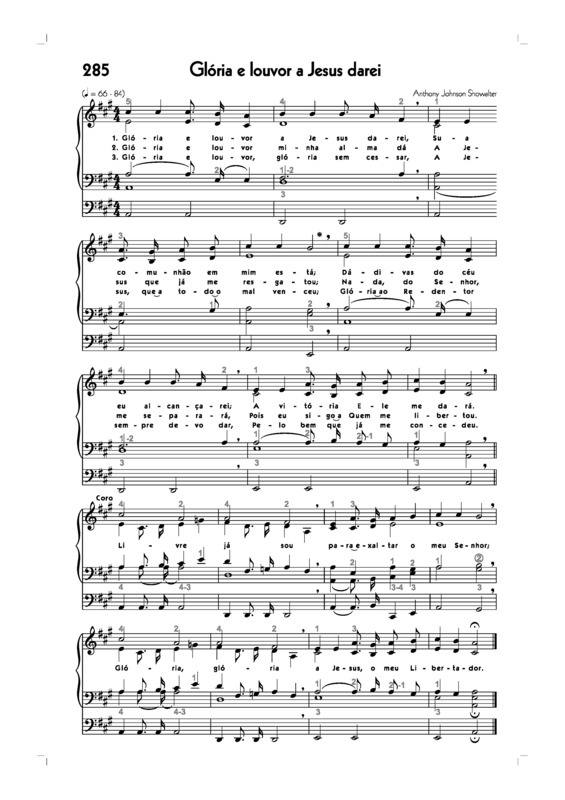 Partitura da música -285. Glória E Louvor A Jesus Darei