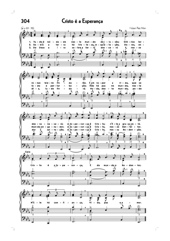 Partitura da música -304. Cristo É A Esperança