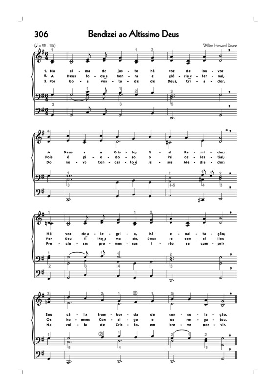 Partitura da música -306. Bendizei Ao Altíssimo Deus