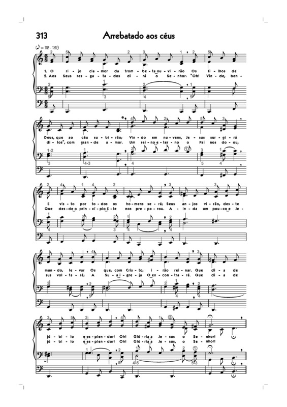 Partitura da música -313. Arrebatado Aos Céus