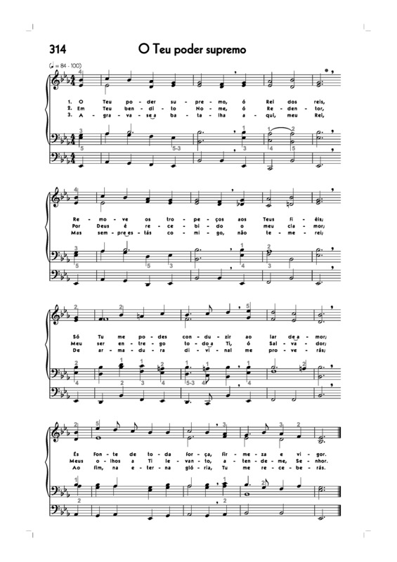 Partitura da música -314. O Teu Poder Supremo